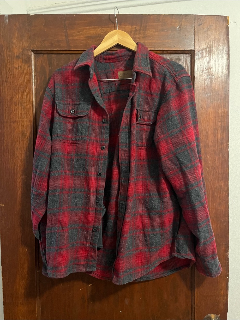 Orvis Big Bear Flannel Shirt Men's Large Red Plaid